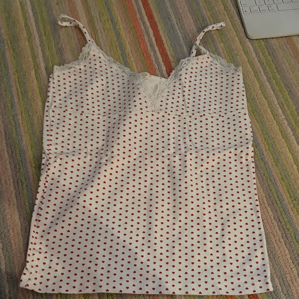 Brandy Melville White Camisole with Red hearts